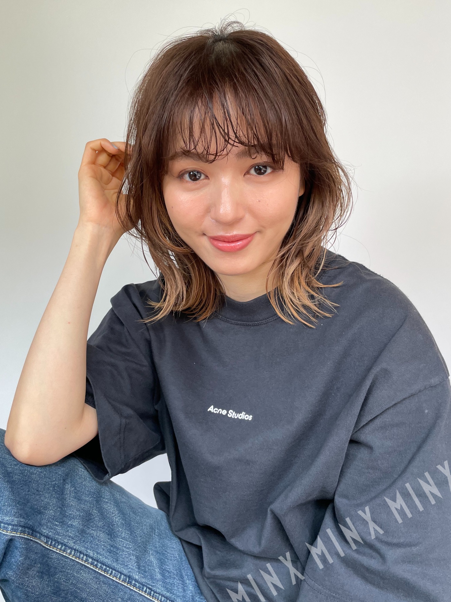 ソフトウルフ インナーカラー 前髪パーマ 表参道銀座原宿の美容院minx