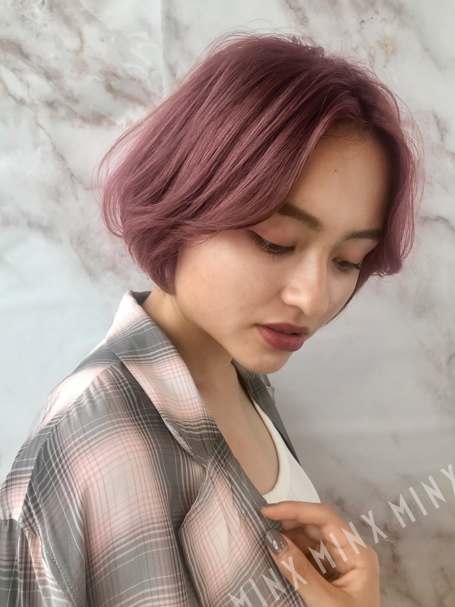 シアーモーブピンクハンサムショート 表参道銀座原宿の美容院minx
