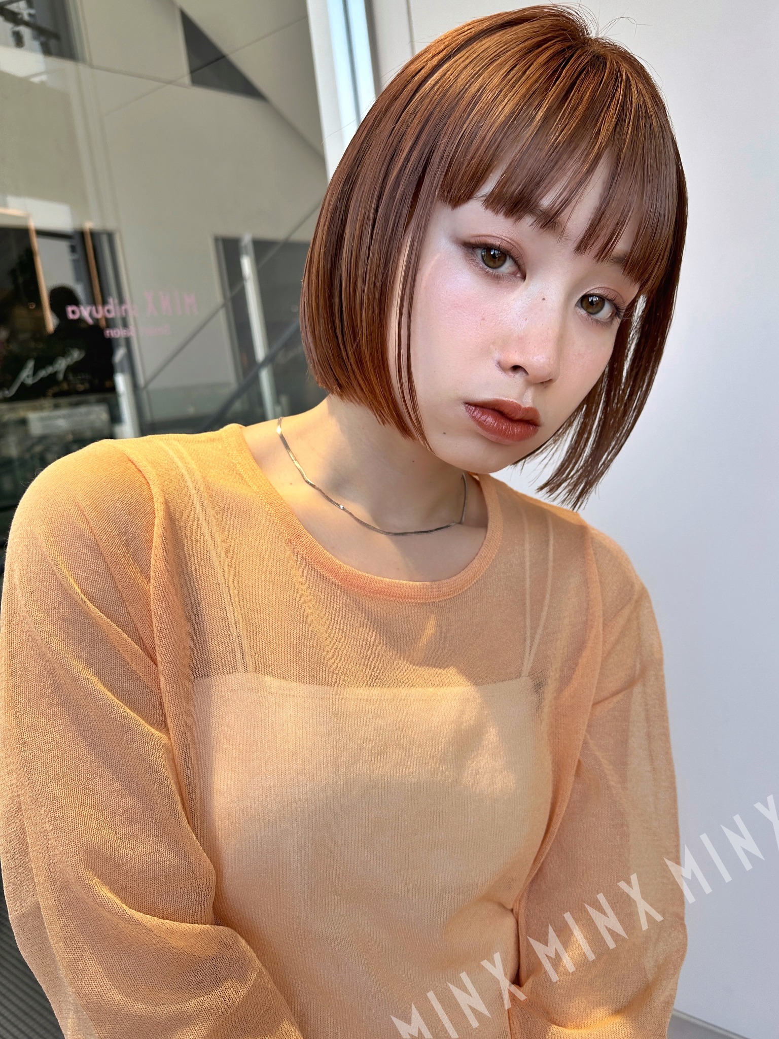 あごラインオレンジボブ | 表参道銀座原宿の美容院MINX