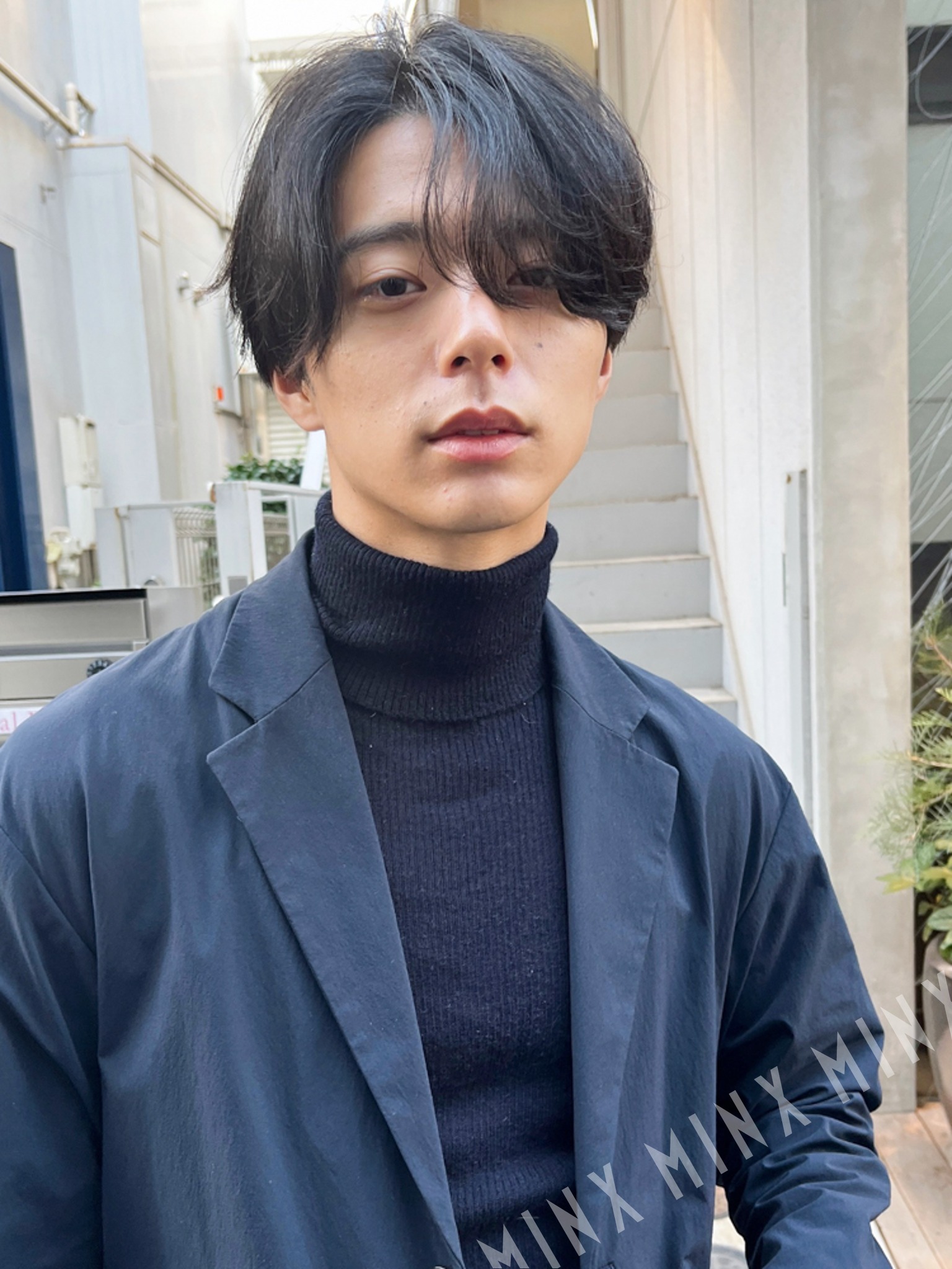 美容マニア様 MINX青山店川渕 メンズヘア センターパート×ニュアンスパーマ | 表参道