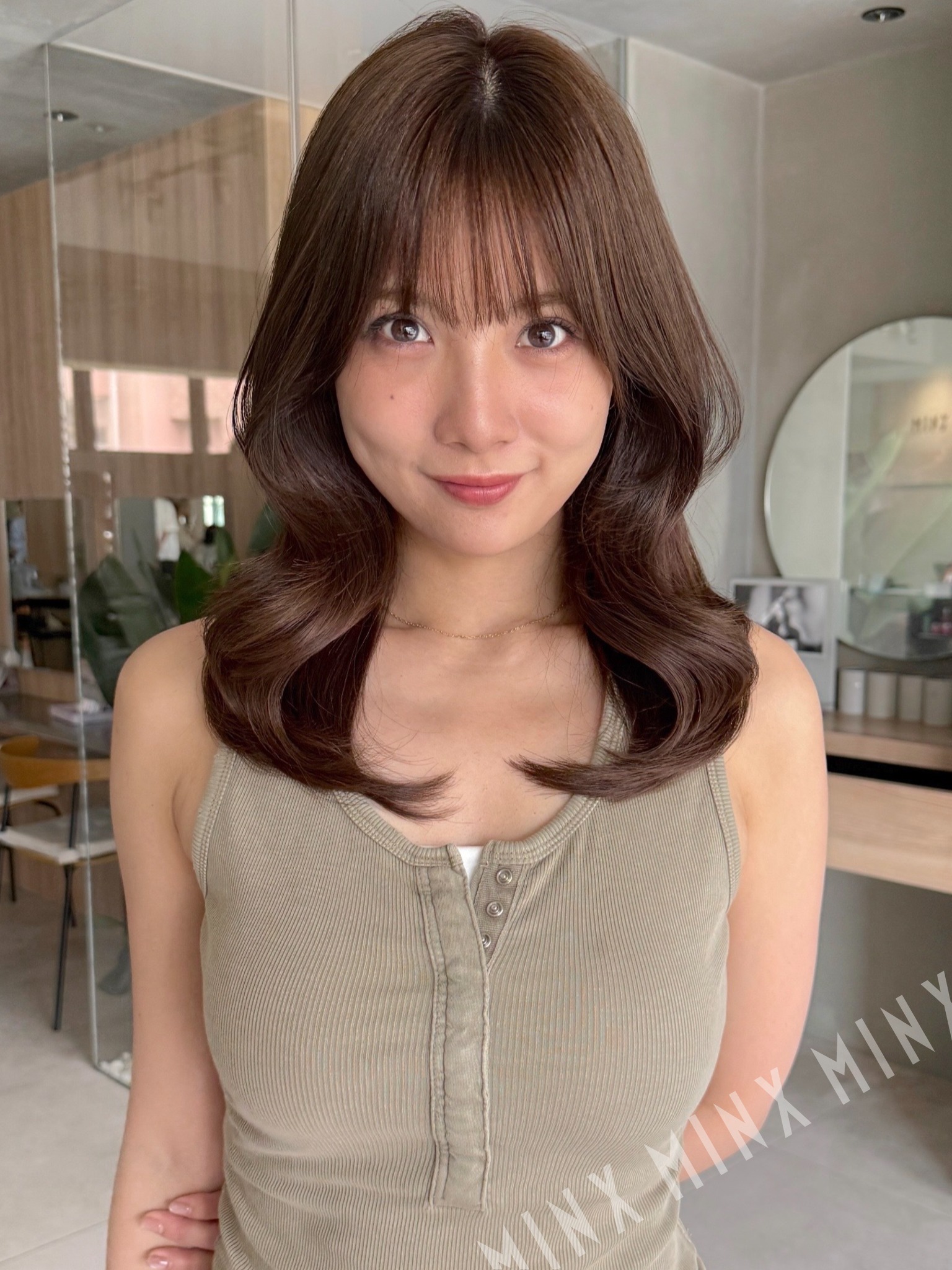 ミディアムヘアーマロンベージュ | 表参道銀座原宿の美容院MINX