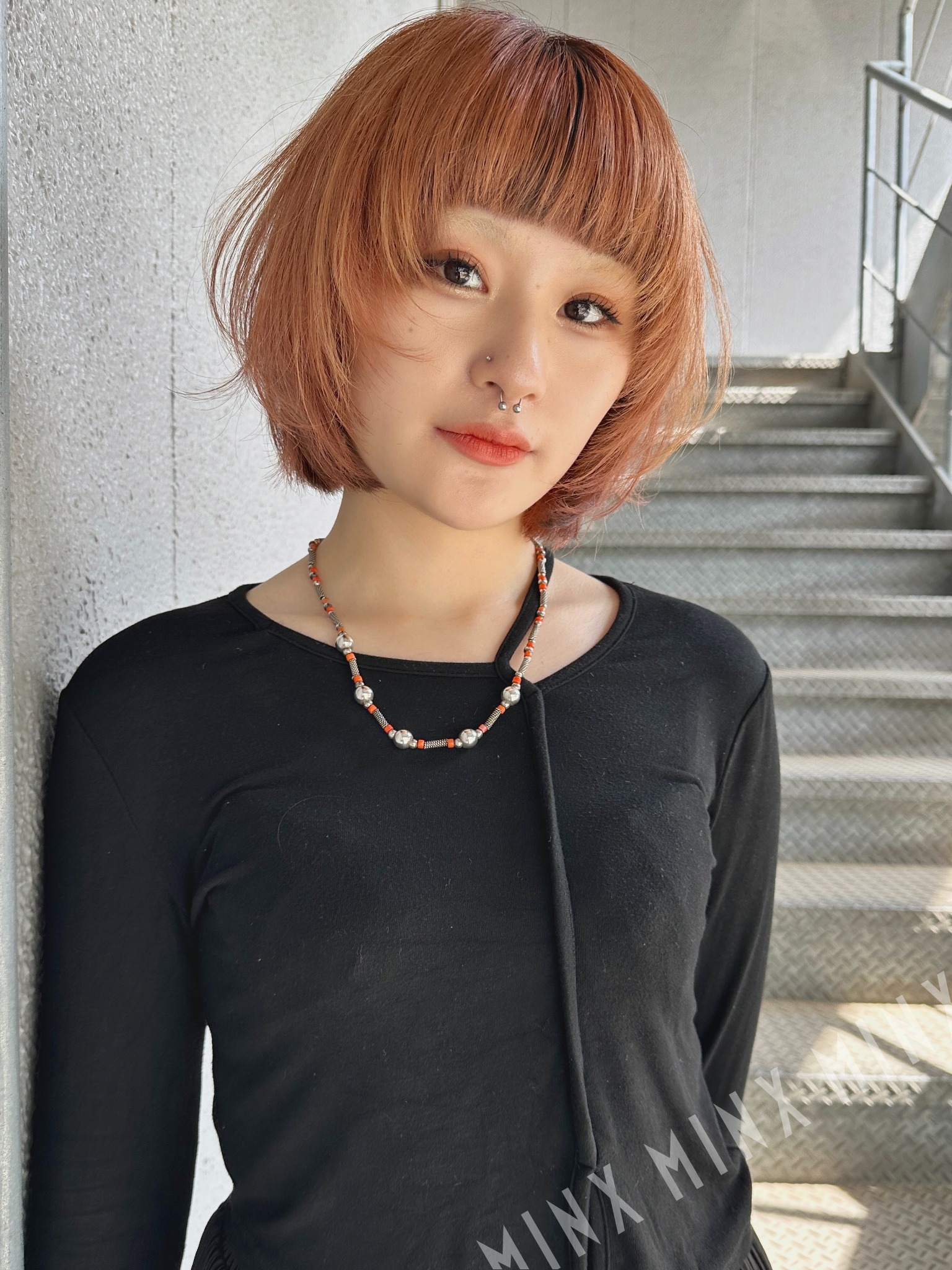 レイヤーボブ＋オレンジカラー | 表参道銀座原宿の美容院MINX